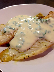 broiled tilapia with mustard chive sauce