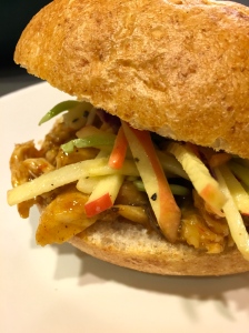 bbq chicken sandwich with apple slaw